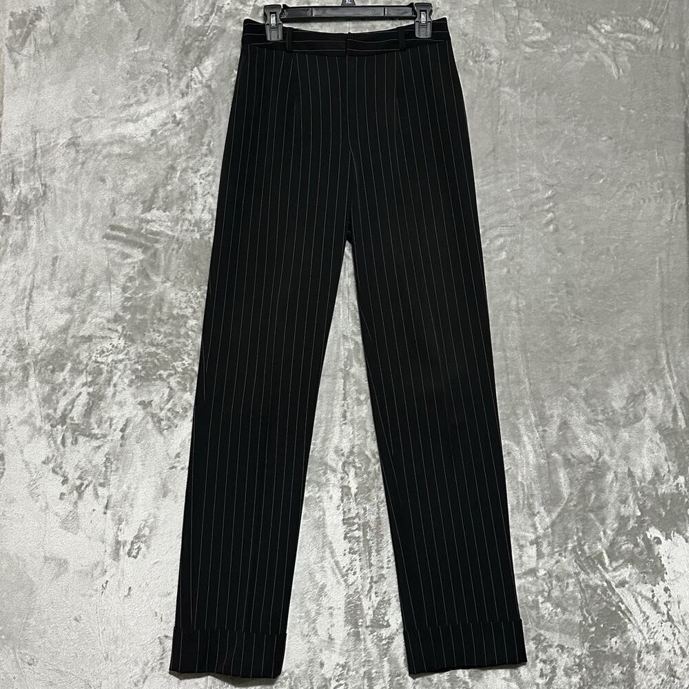 Vintage Womens‎ Pinstripe High Waist Trousers Dress Pants Sz 6 Black Classic USA